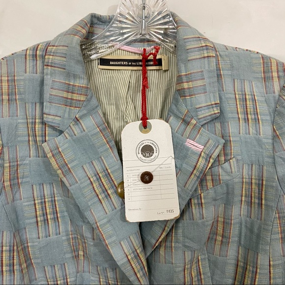 🆕 without tags but never worn. Anthropologie Fading Madras Blazer - Picture 6 of 8